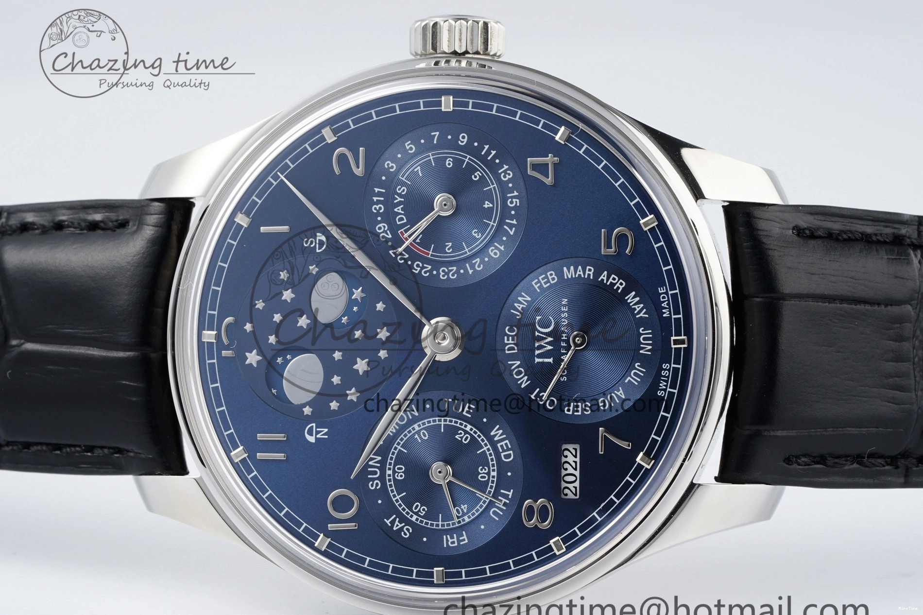 MIROTIME 0522 Bold Portugieser Perpetual Calendar SS 5033 APSF 1:1 Best Edition Blue Dial on Black Leather Strap A52610 Clone 7041
